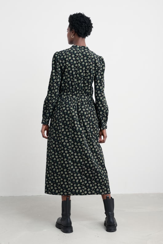 rose cottage gedruckt cord midi kleid