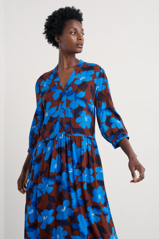 harbour cove gedruckt krawatte neck midi dress