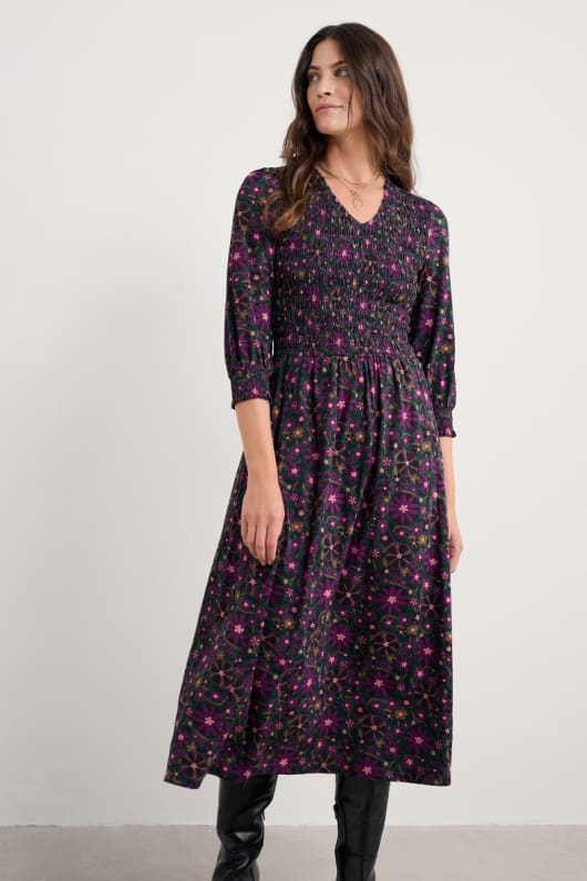 sea sound-jersey-v-ausschnitt midi-kleid