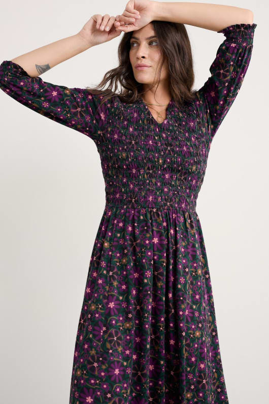 sea sound-jersey-v-ausschnitt midi-kleid