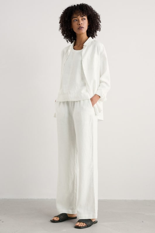 tide flow wide leg leinen hosen