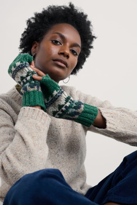 tag mond fair-isle-fingerlose handschuhe