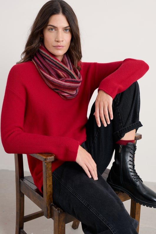 fruchtig snood gemacht mit merino wolle